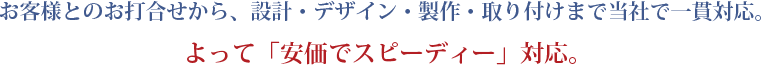 安価でスピーディー対応